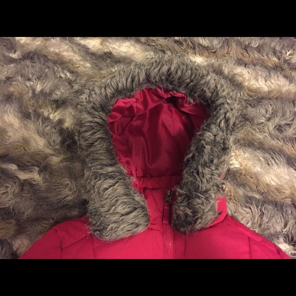 Aeropostale Pink Puffer Coat Jacket Fur Trim